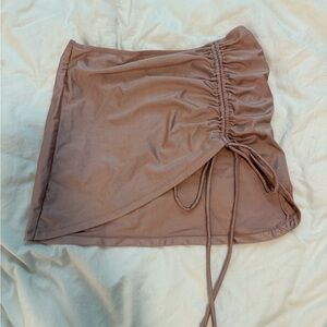 Ruched Tan Mini Skirt